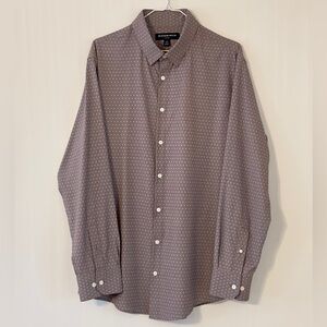 Mizzen and Main Leeward Gray Patterned trim fit Button-Down performance Shirt Lg
